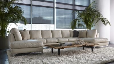 Kendall leather sofa section and living room set